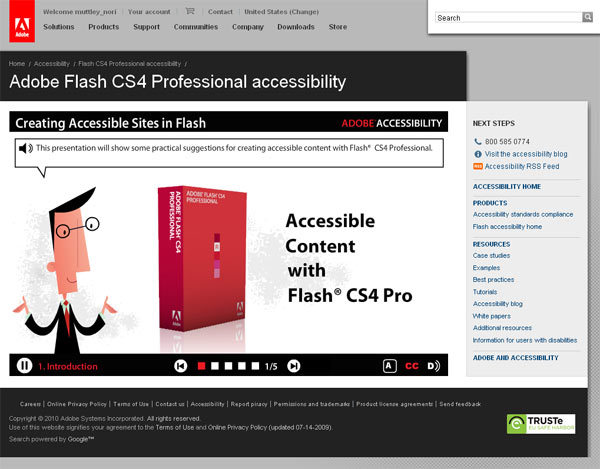 図4　Adobe - Flash CS4 Professional Accessibility
