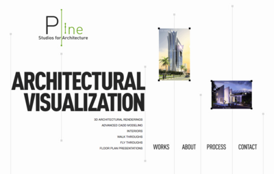 図2　JavaScriptでページ内を移動する「Pline Studios of Architecture」