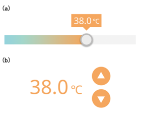 図5　温度調整のためにスライダー（a）とステッパー（b）を使った場合
