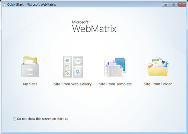 図6　WebMatrix起動画面
