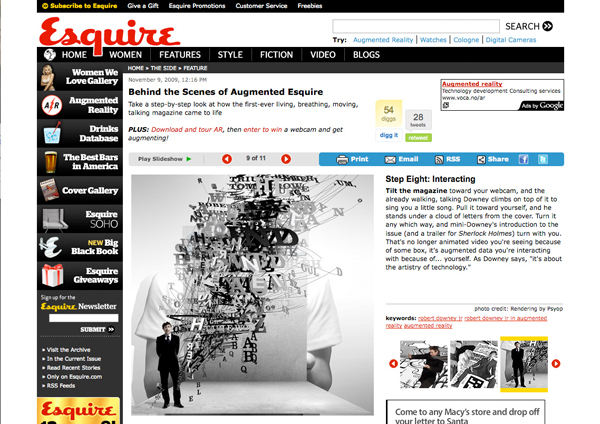 図4　AR技術を取り入れた「Esquire」の2009年12月号