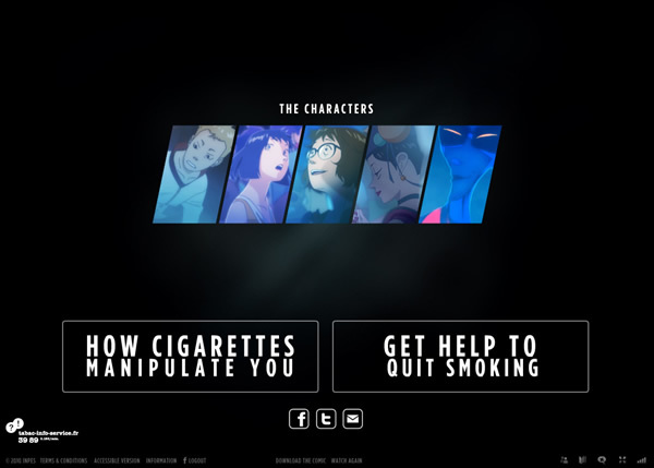図3　終了後には、タバコの害や禁煙に関するコンテンツへのリンクが表示される