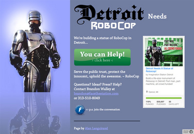 図3　デトロイトにRobocopの像を建立しようと呼びかける『Build Robocop in Detroit!』