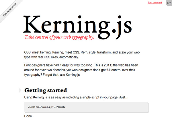 図2　JavaScriptを使ってカーニングを実現する「Kerning.js」