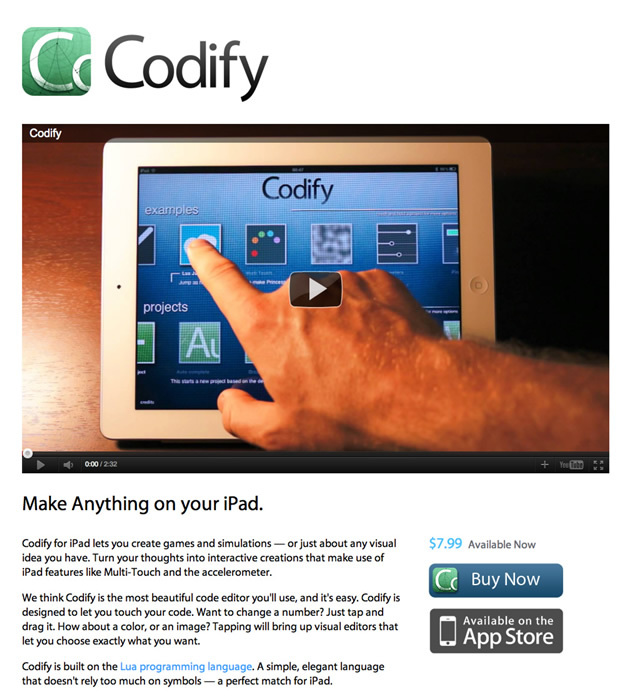 図1　本格的なプログラミングが可能なiPadアプリ「Codify」