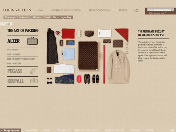 図1　旅行鞄への収納方法を解説する、Louis Vuittonの『The Art of packing』