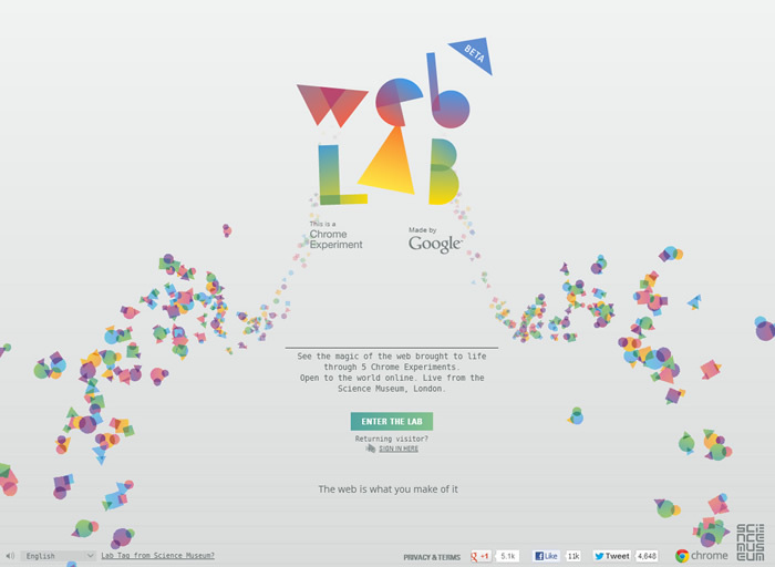 図4　Googleによるアートプロジェクト、「Web Lab」のウェブサイト