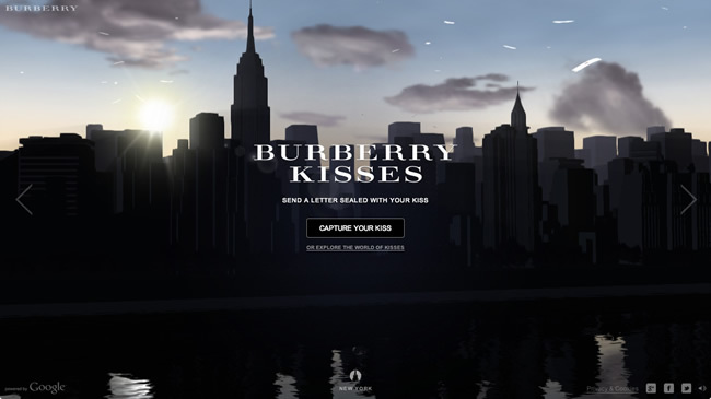 図7　BurberryとGoogleのコラボレーションプロジェクト、『Burberry Kisses』