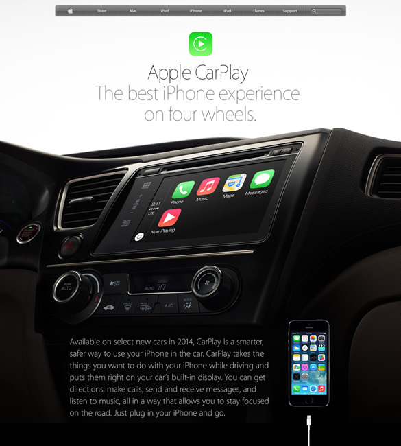 図4　Appleが発表した車載システム「CarPlay」をフィーチャーした『Apple - CarPlay』