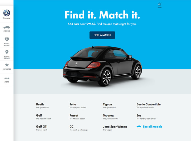 図7　リニューアルされた、Volkswagen of Americaのウェブサイト