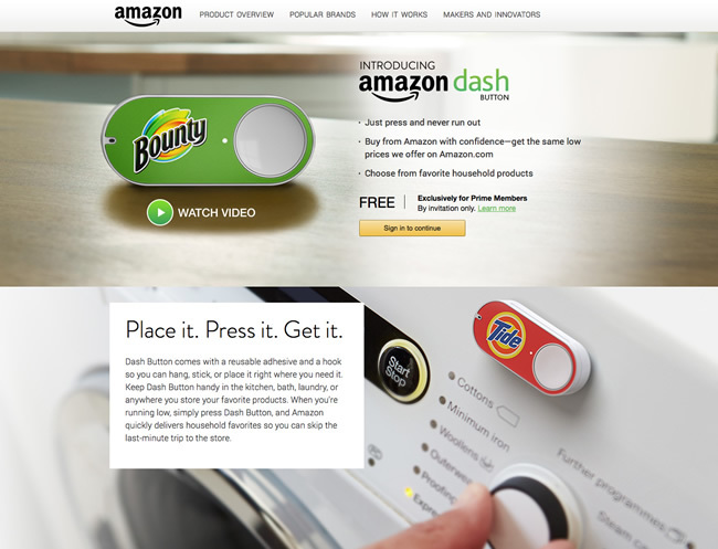 図4　ボタンを押すだけで商品の注文ができる「Amazon Dash Button」のウェブサイト