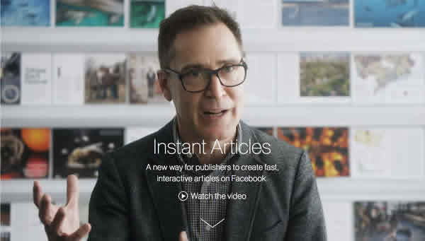 図8　Facebookが発表した、ニュース配信を中心とした、新サービス「Instant Articles」