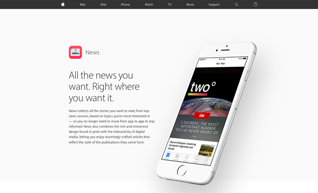 図5　Safariの広告ブロックとともに登場した、Appleの「News」アプリ