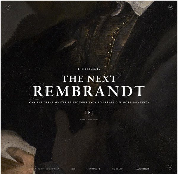 図1　現代にレンブラントの新作を生み出すプロジェクト、「The Next Rembrandt」のウェブサイト