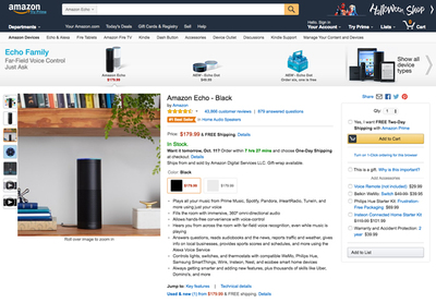 図7　Amazon.comで販売されているアシスタントデバイス「Amazon Echo」