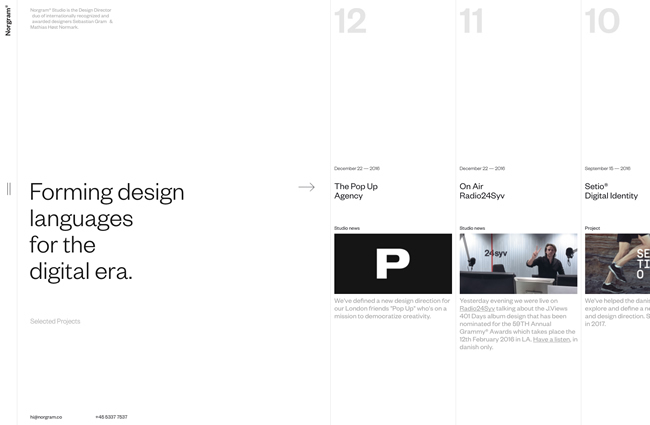 図4　デンマーク・コペンハーゲンのデジタル・デザイン・スタジオ、Norgramのウェブサイト