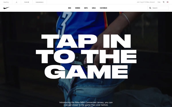 図4　ジャージーから特別なコンテンツへとアクセスできる「Nike NBA Connected Jersey」を紹介する『NBA Jerseys featuring NikeConnect.』