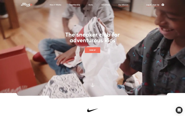図1　Nikeの子ども向けシューズの定期購入サービス「Nike Adventure Club」のウェブサイト