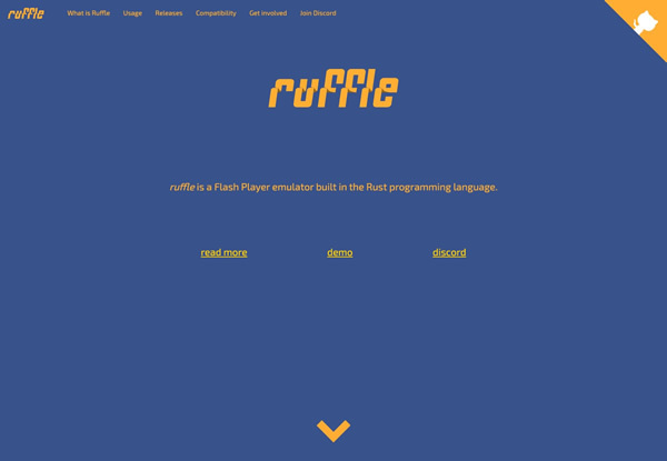 図7　Adobe Flash Playerのエミュレーター、「Ruffle」のウェブサイト