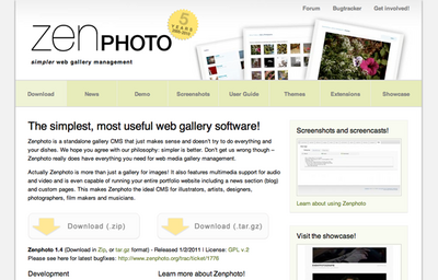 図1　Zenphoto公式サイト トップページ