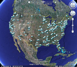 図6　米国でのUFO目撃地点1944年～2005年