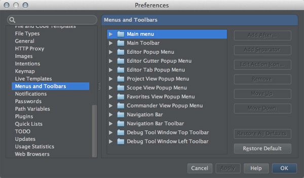 図12　「Preferences / Menu and Toolbars」設定画面
