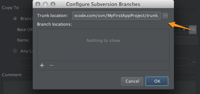 図2　「Configure Subversion Branches」ダイアログ