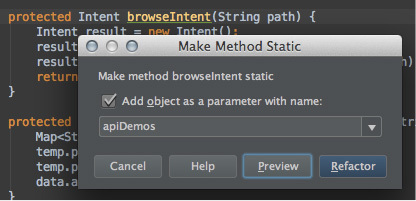 図5　「Make Method Static」ダイアログ