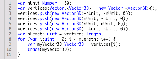 図4　ベース型がVector3DのVectorインスタンスにエレメントを加えたうえで[出力]する