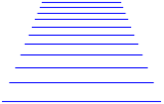 図2　同じ幅の水平線が奥に向かって等間隔に並ぶ透視投影図