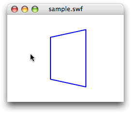 図7　回転するワイヤーフレームの四角形にパースペクティブがかかった（2）