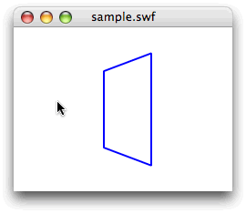 図7　回転するワイヤーフレームの四角形にパースペクティブがかかった（3）