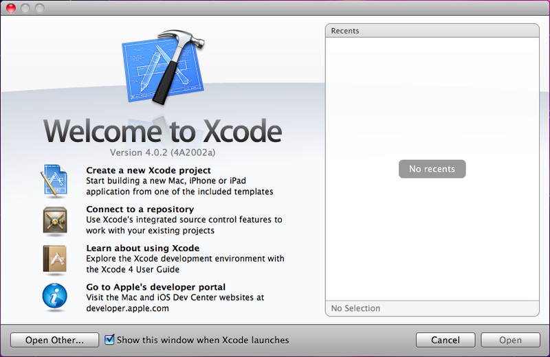 図3　Xcodeのスタート画面