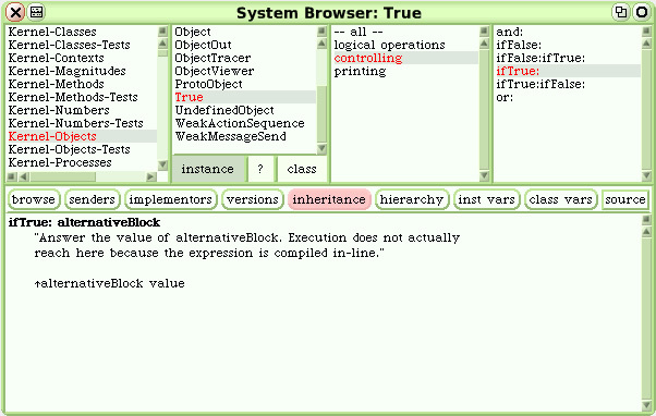 図10　システムブラウザ（TrueクラスのifTrue:メソッド）