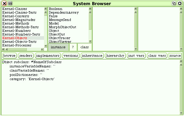 図11　システムブラウザ（クラスのテンプレート）