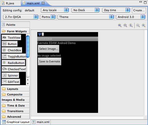 main.xml Graphical Layout