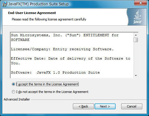 図4　JavaFX Production Suiteのライセンス