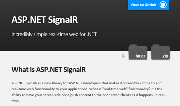 図6　ASP.NET SignalR公式ページ