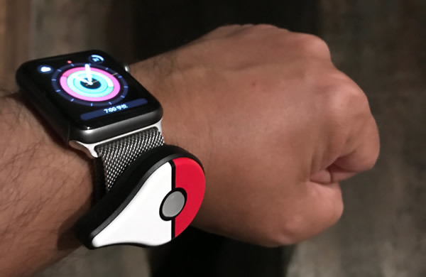 図5　Pokémon GO PlusをApple Watch（Series 1）のミラネーゼループに留める