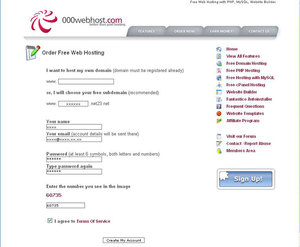 図5　www.000webhost.com登録画面