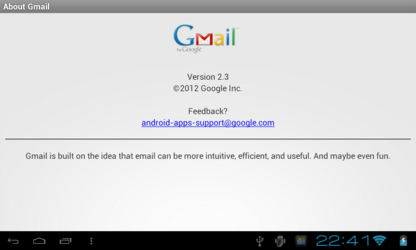Gmailのバージョンは2.3