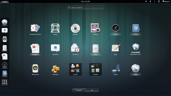 図1　GNOME 3.8のスクリーンショット