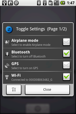 Toggle Settingsを使えば、メニューを辿ることなくBluetoothのオン/オフが行える。