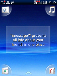 Timescapeウィジェットを表示したホーム画面。独特の雰囲気を持っている。