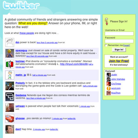 図1　Twitterのトップページ。世界中のユーザーの今の状況が見られる