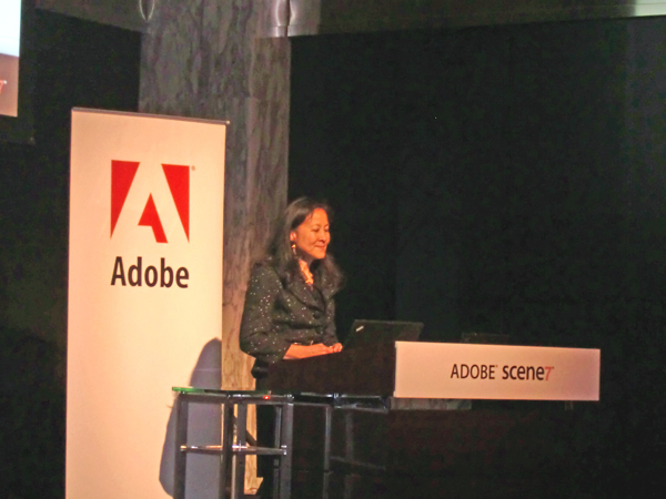 Adobe Scene7のアジア太平洋地域への展開を発表する、Scene7 Media Solutions Senior Director of Product Marketing, Sheila Dahlgren氏。