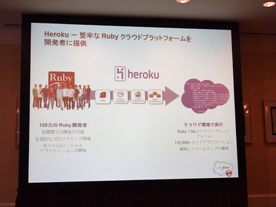 Byron氏はHerokuについて「Rubyは最もエキサイティングな言語の1つ」と紹介し，買収完了により，Force.com，Herokuを通じてRubyによる最適な開発が行えるようになったことを喜んだ