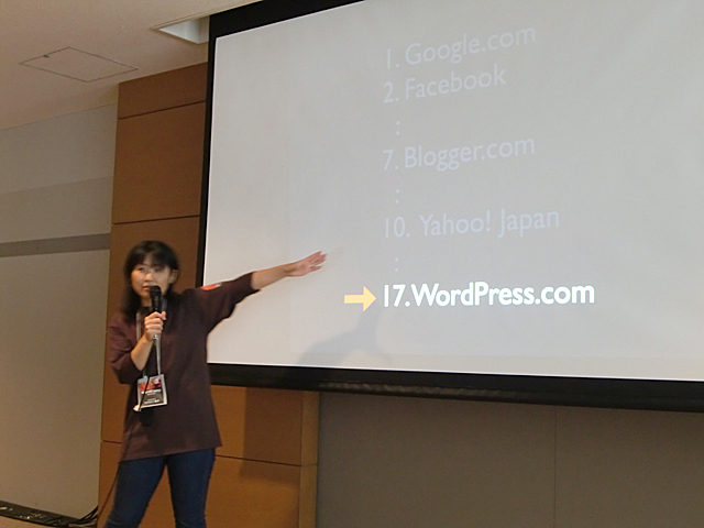 WordPress.comの17位の上には、1位Google、2位FaceBook、…、7位Blogger.com、…、10位Yahoo! JAPANなどブログ以外の大規模サービスが名を連ねている