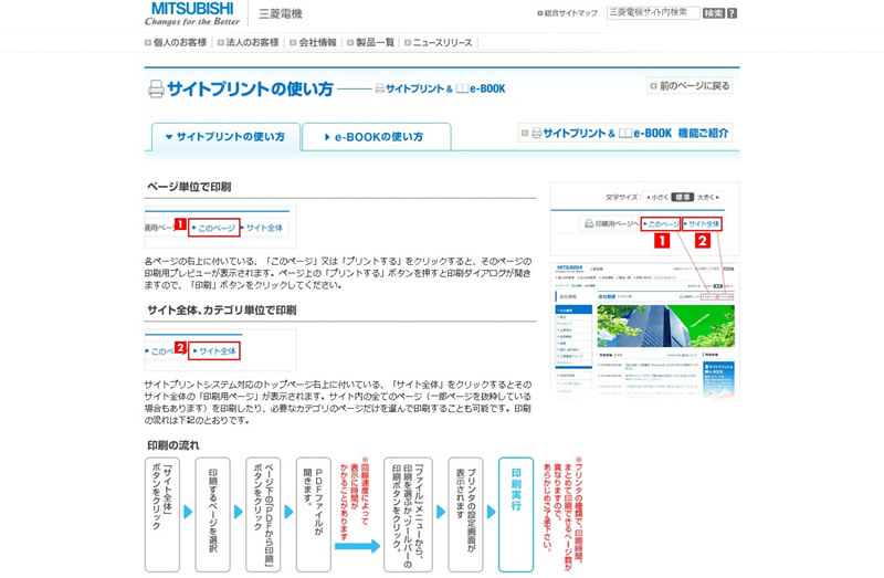 サイトプリント＆e-BOOK（三菱電機株式会社）