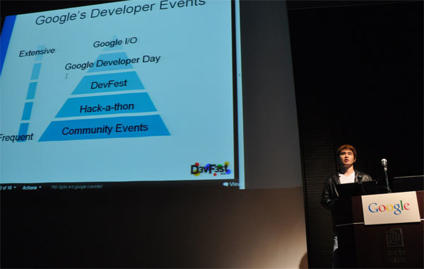 石原直樹氏のセッション。Googleの開発者イベントにおけるDevFestの位置づけは…